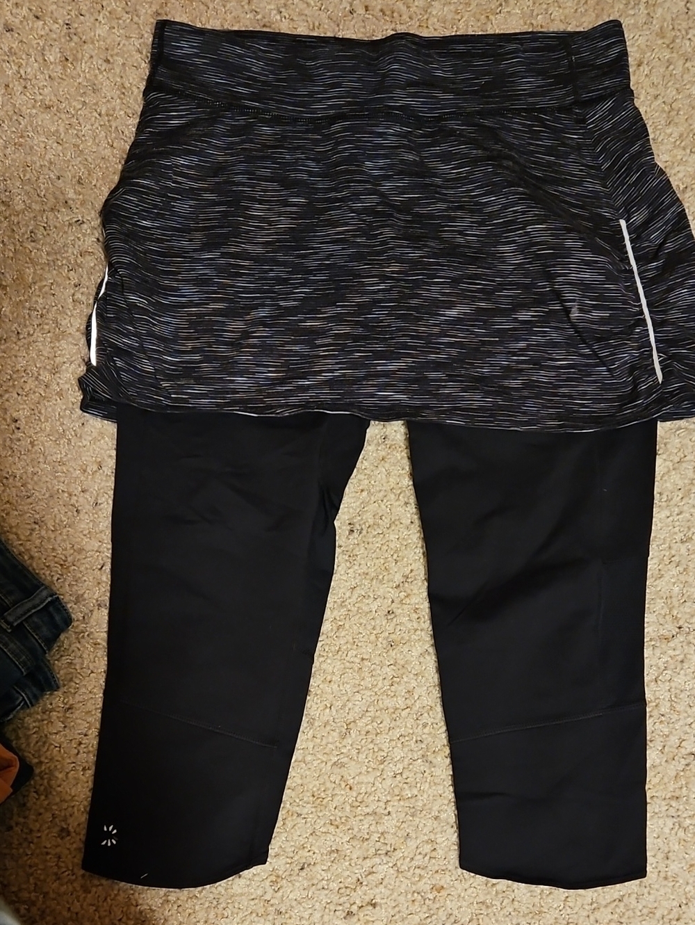Athleta Black and Heathered Gray Skirted Leggings